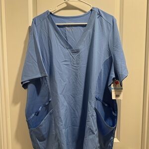 Hanes Light Blue Women's V-Neck Scrub Top